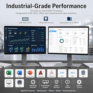 15.6" All-in-One Desktop Computers, FHD 360°Adjustable Touchscreen Win 11 Pro Industrial Tablet PC N5095 8GB RAM 128GB ROM, HDMI 2.0 WiFi 5 Bluetooth 5.0 for Office/Automation/Kiosk/Bar/Warehouse — photo 4 of 6
