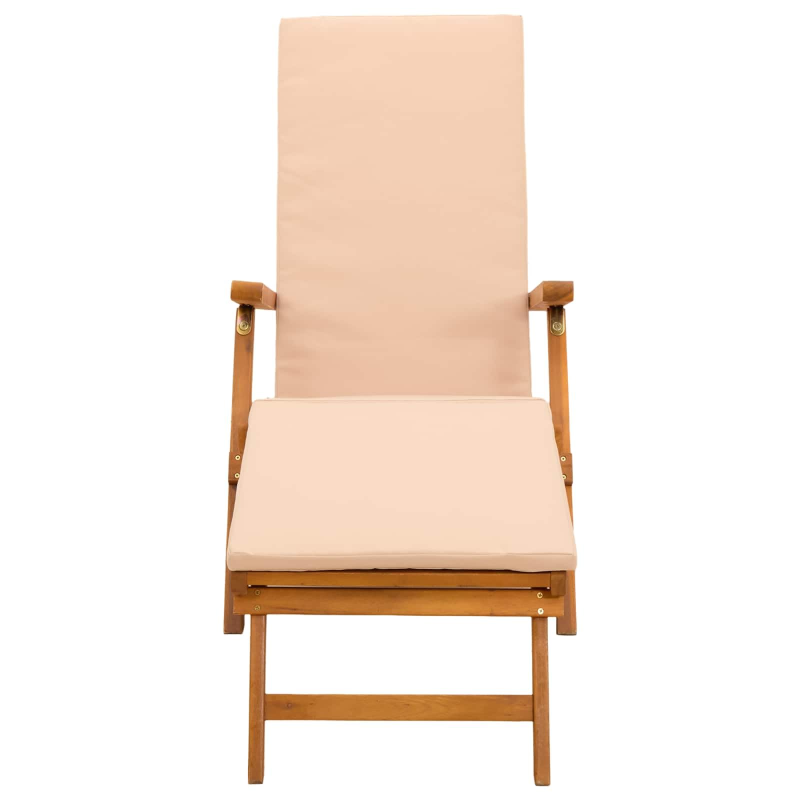 Leżak ogrodowy z regulowanym oparciem i podnóżkiem 2 sztuki 55 x 146 x 91 cm, składany leżak z litego drewna akacjowego, z 5-stopniową regulacją pochylenia, maksymalne obciążenie 110 taras i basen