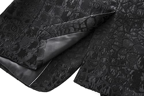 MOGU Mens 2 Piece Double Breasted Suit Jacquard Slim Fit Formal Groomsmen Wedding Party Black Tuxedo3