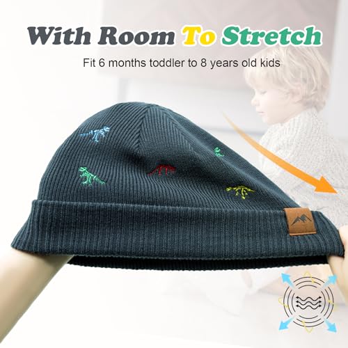 Image of XIAOHAWANG Knit Toddler Beanies Girls Boys Cute Kids Winter Hat Infant Dinosaur Baby Beanie Hats