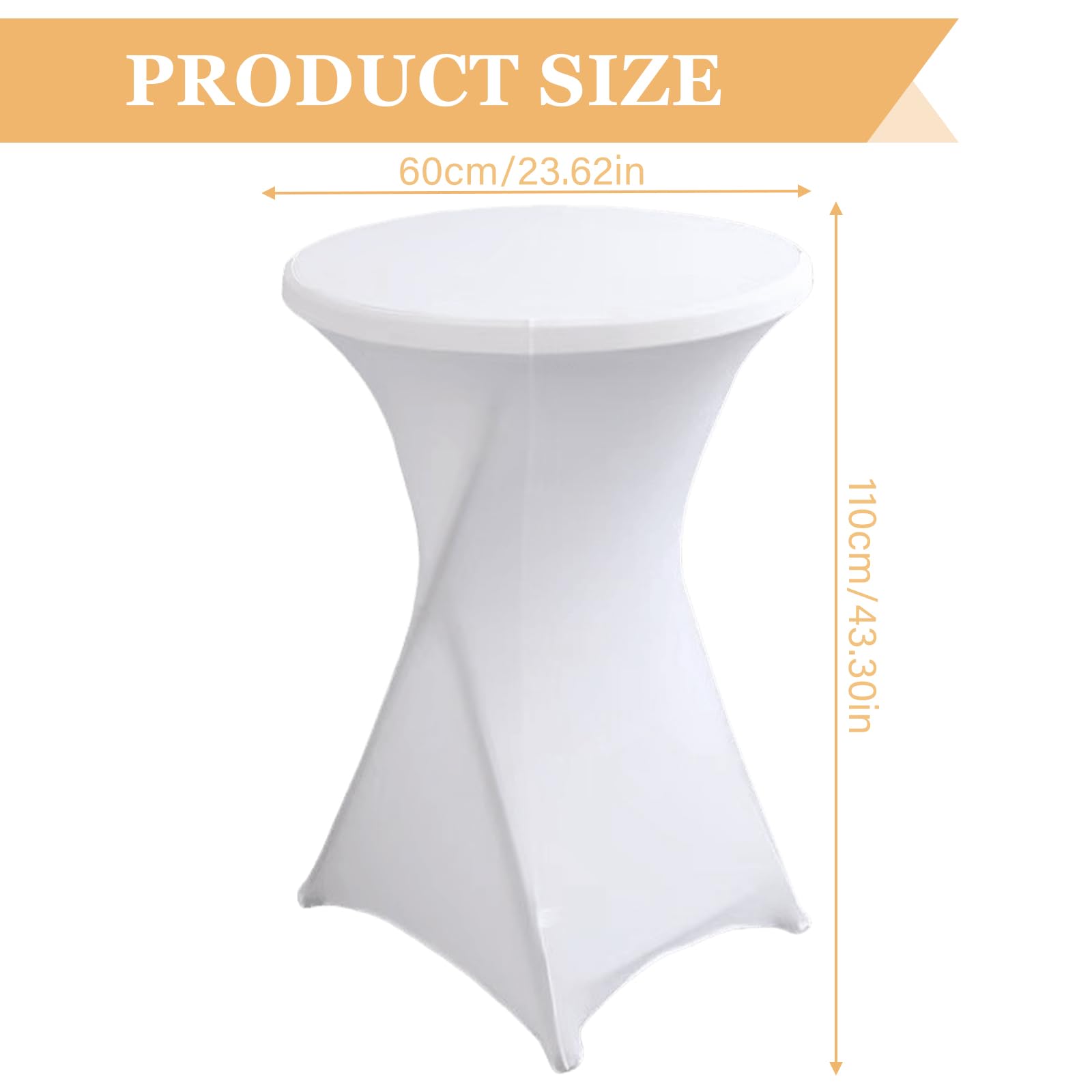BORDEAG Juego de 3 fundas elásticas para mesa alta, 60 x 110 cm, fundas elásticas para mesas altas, para bares, restaurantes, banquetes, hoteles, fáciles de limpiar, color blanco