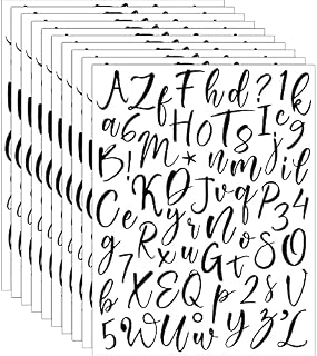10 Sheets Letter Stickers,Alphabet Number Stickers, Script Pantry Labels, Self-Adhesive Vinyl Sticker for DIY, Kitchen, Signs, Window, Door, Containers, Jar Labels