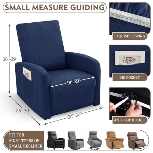 Image of ZNSAYOTX 100% Waterproof Recliner Chair Covers, 3-Piece Stretch Fit Recliner Slipcovers with Buckle & Elastic Band for Lazy Boy, Stay in Place, Soft Plaid Jacquard Protector (Small, Navy Blue)