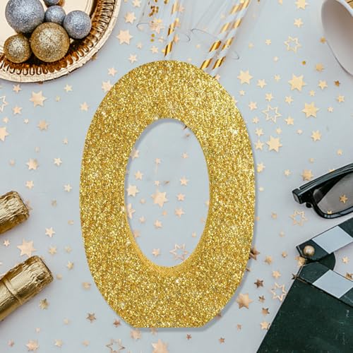Image of TONIFUL 7.8 Inch Gold Glitter Number 0 Wooden Table Centerpieces Birthday Party Decorations,Shining Golden Digital 0 for Birthday Decorations,New Year,Graduation Decoration,Anniversary,Prop (1 Pack)