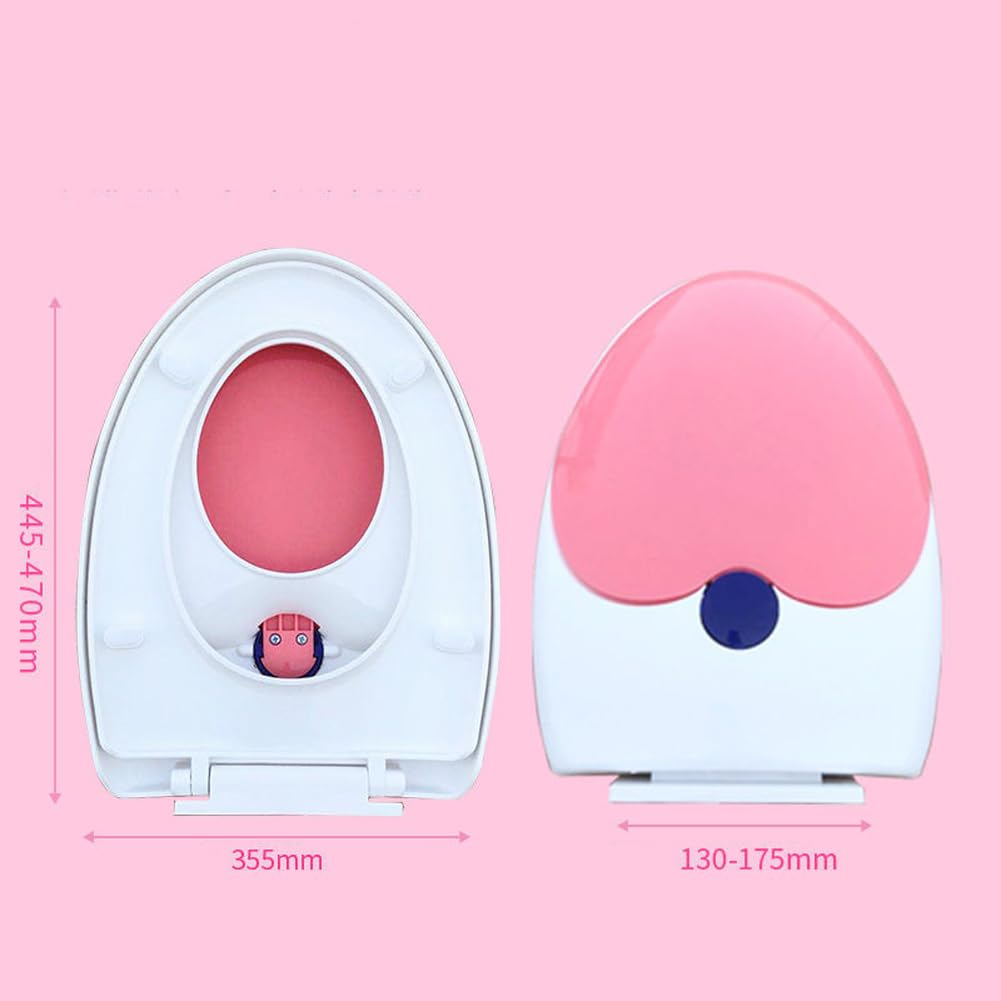 Familien-Toilettensitz mit Absenkautomatik, integrierter Kindersitz, Töpfchentraining, 2-in-1-Toilettensitz mit einfacher Befestigung oben, ovaler V-/D-förmiger Toilettendeckel (Rosa, V-förmig)