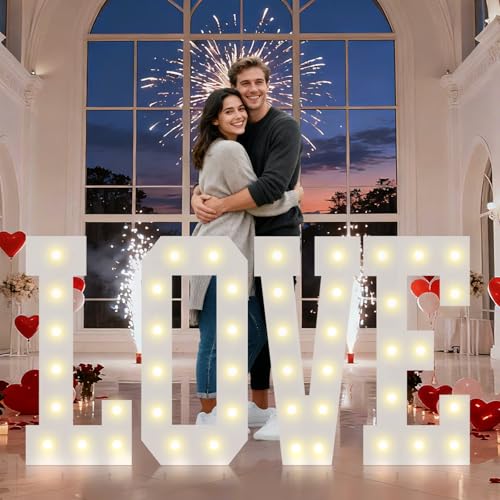 Pooqla 2.4FT Love Marquee Letters for Valentines Day Gifts for Him Her Large Love Light Up Letters for Romantic Wedding Decor Valentines Day Decorations for Party Decor Backdrop