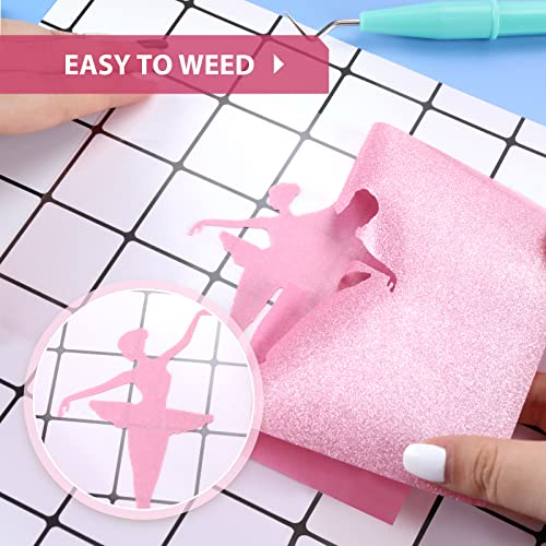 Image of HTVRONT Pink Glitter Heat Transfer Vinyl - 12 inch x 10ft Pink Glitter Iron on Vinyl for Shirts, Glitter HTV Vinyl Rolls for Heat Vinyl Design