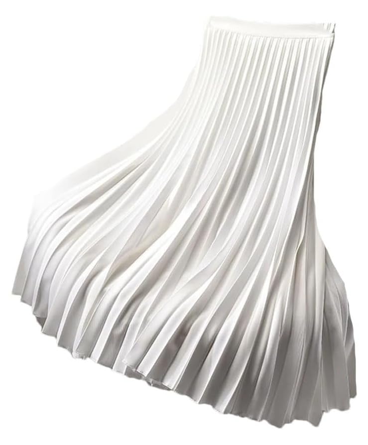 Women's Fall Pleated High Waist Skirt Solid Elastic Comfort Office Casual Swing Skirt