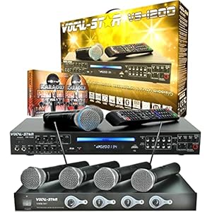Vocal-Star HDMI Karaoke Machine & 4 Draadloze Microfoons Set, Bluetooth, 150 Party Songs, Records/Scores Zingen, Bas…