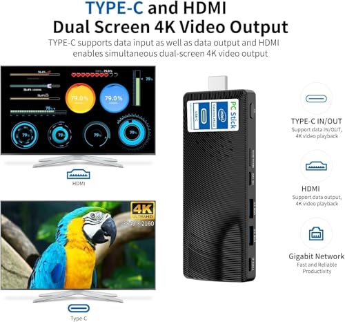 Image of Mini PC Stick, Intel J4105 Fanless Desktop Computer, 8GB RAM 128GB eMMC, Support 4K@30Hz Monitor, 1080P Smooth Video, HDMI, WiFi, for Home Office Digital Signage