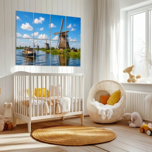 8 Paneles Decorativos Acústicos Arte Paneles Tradicionales Molinos de Viento Holandeses Absorbentes de Sonido 48"x32" para Estudio de Grabación Oficina Hogar Sala de Juegos miniatura 2