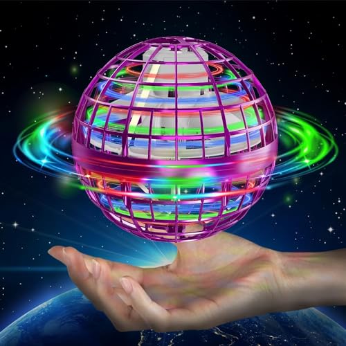 semai Flying Orb Ball Toys Hover Boomerang Ball for Kids Adult Flying Spinner Mini Drone With 360 Rotating RGB Light UFO Smart Sensor Fly Orbi Ball Toy Gifts for Boys Girls - Pink