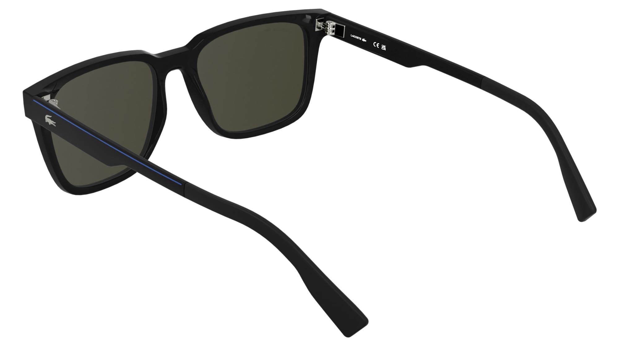 Lacoste Gafas de sol para hombre L6077S, color negro con lente de espejo azul