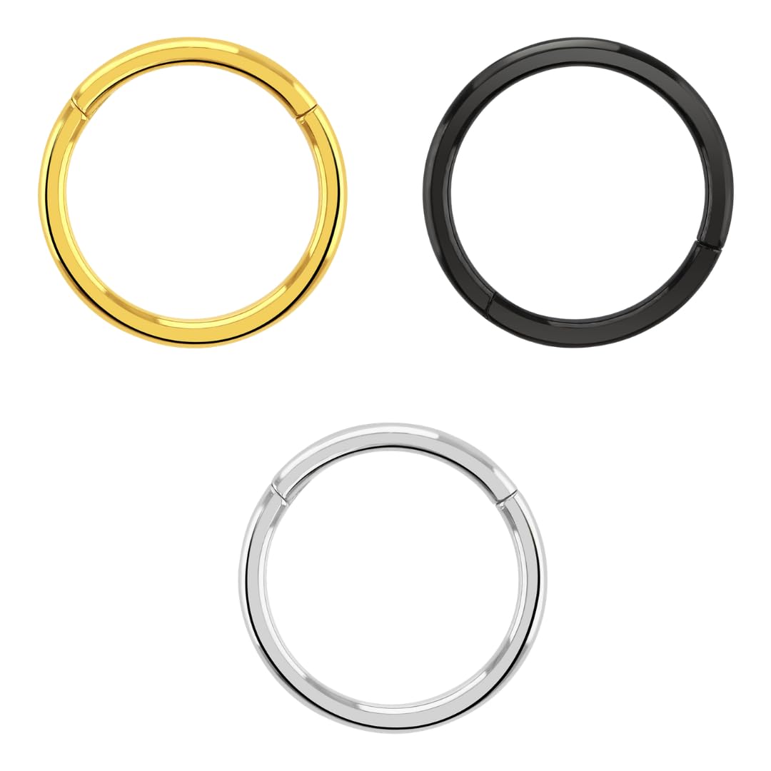Blue Banana - Confezione da 3 anelli clicker a segmento incernierato, 1,2 mm, 16 G, metalli misti