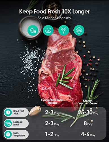 Full Automatic Vacuum Sealer Machine, 8 In 1 Led Touch Screen Powerful Food Sealer, 6 Food Modes, 5Mm Seal Width With Cutter And 15 Sealer Bags Detachable,Lad Tested #TOP2