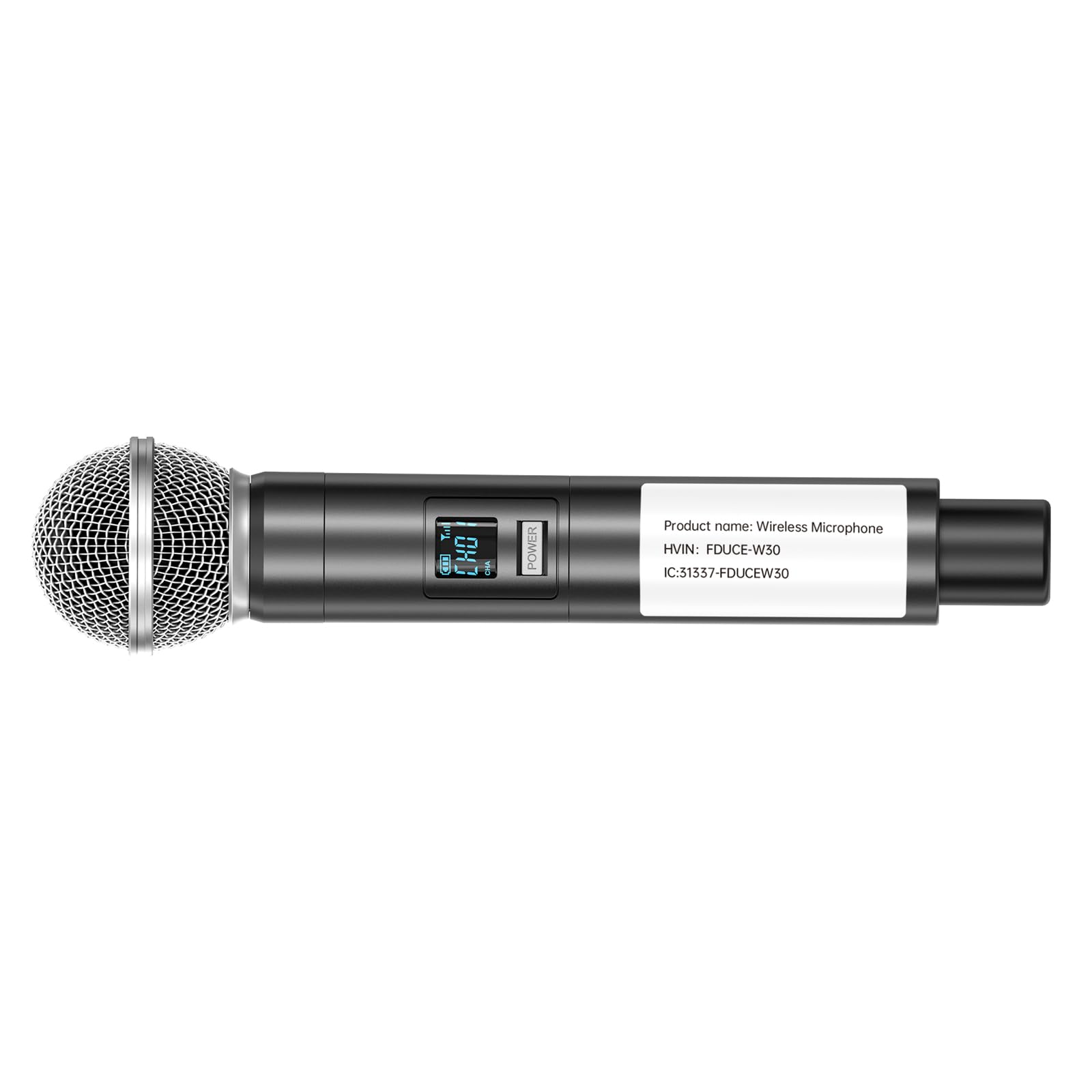 FDUCE W30 Micrófono Inalámbrico, Micrófono Dinámico UHF, Receptor Recargable con Botón de Ajuste de Volumen, para Karaoke, Canto, Fiesta Familiar (60 m)