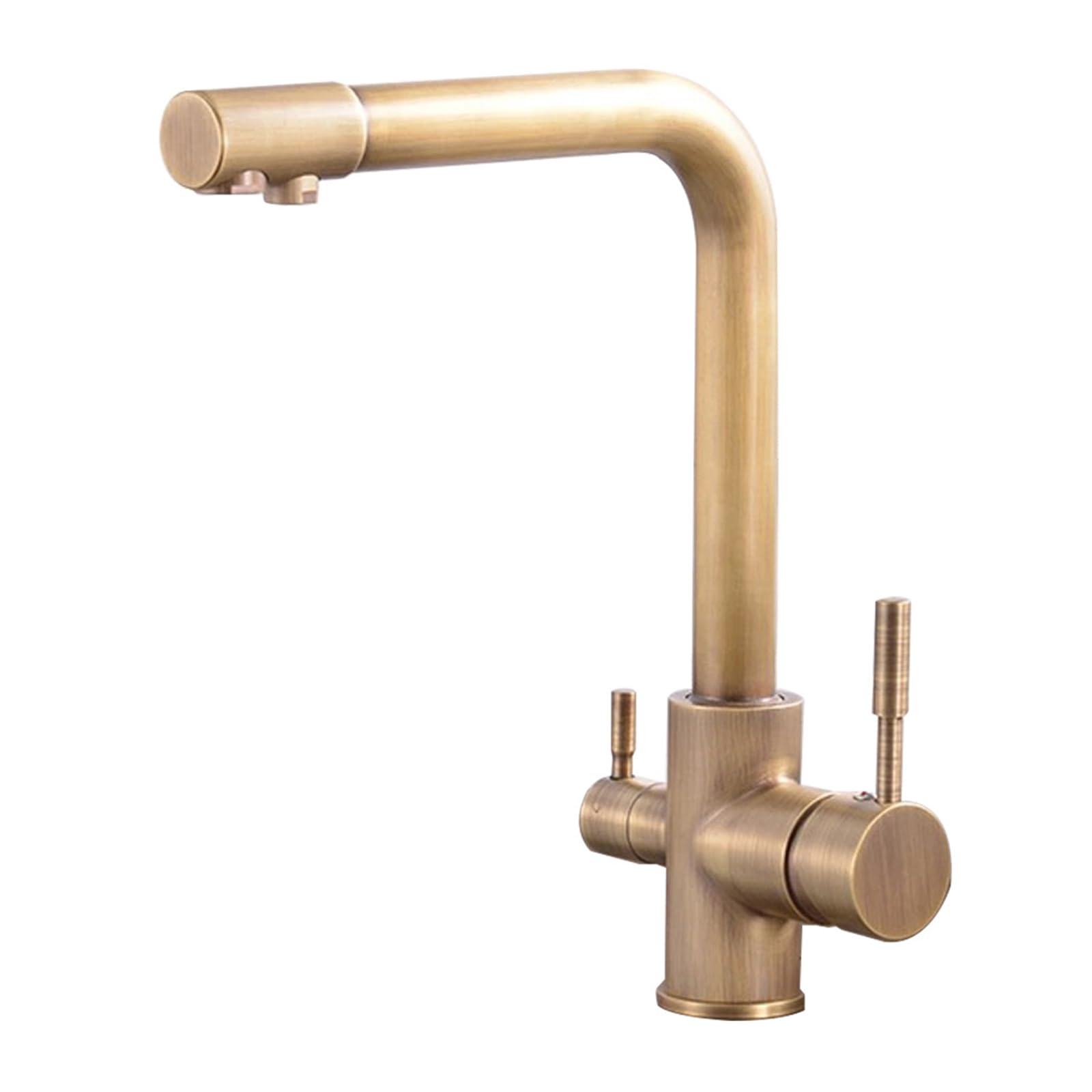 ZYCHSJXA Kitchen Sink Taps Mixer 3 Way Antique Brass Tap Swivel Faucet-Imitation of Antiques