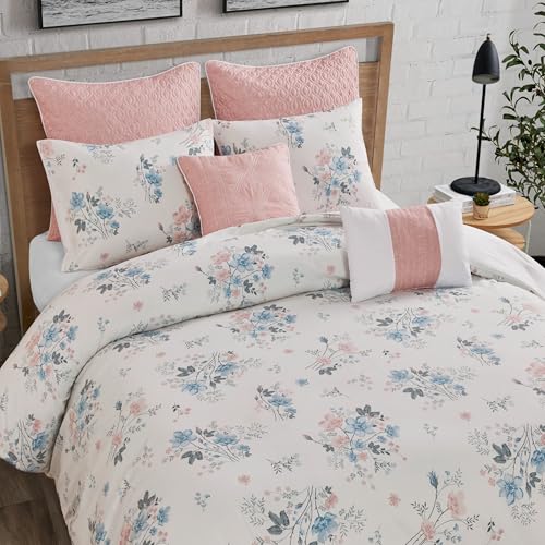 Lucky Brand Clarie Floral Comforter Set with Pillows - Twin/Twin XL Size - 5 Piece Luxurious Bedding Ensemble