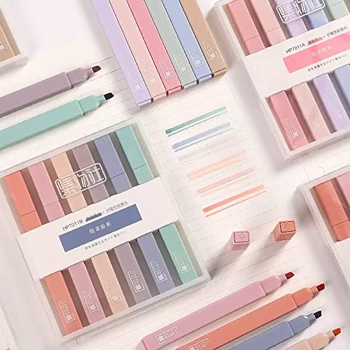 Image of ARJ 6 Pcs Aesthetic Cute Bible Highlighters | Set of 6 Pens | Chisel Tip Fine Grip Marker | Chic Modern Minimal Pastel Tip, Multicolor