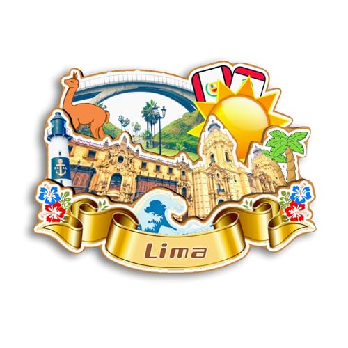 Quwsne Imán para nevera, Lima, Perú, imán para nevera, ciudad, viajes, souvenirs, regalos turísticos, 3D, clásico, monumentos hechos a mano, decoración del hogar 2077