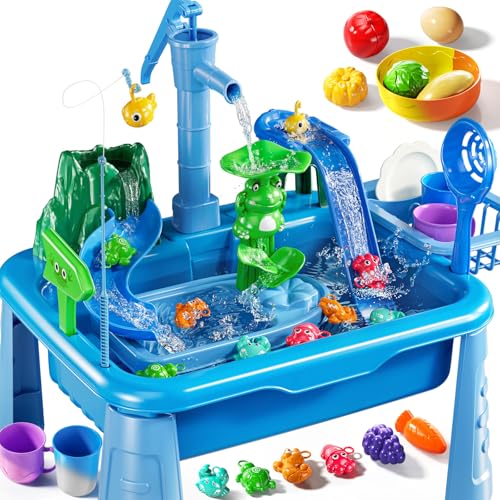 KIZONLY Water Table for Toddlers 1-3- Kids Play Sink with Pump and Running Water, Water Table for...