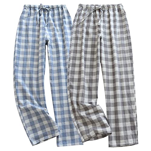 Image of STMAHER Men's Pajama Pants Cotton Pjs Bottoms Lightweight Pajama Bottoms Woven Knit Pants With Pocket