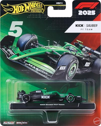 Image of Hot Wheels 1:64 Scale Premium Race Team Sauber - Driver 2 Die-Cast Formula 1 Collectible Toy Race Car with Real Riders Tires & Metal /Metal Body & Chassis