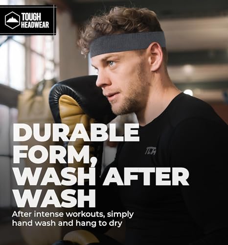 Image of Tough Headwear Terry Cloth Headband - Sweat-Wicking Running Head Band - Basketball Accessories - Headband for Washing Face