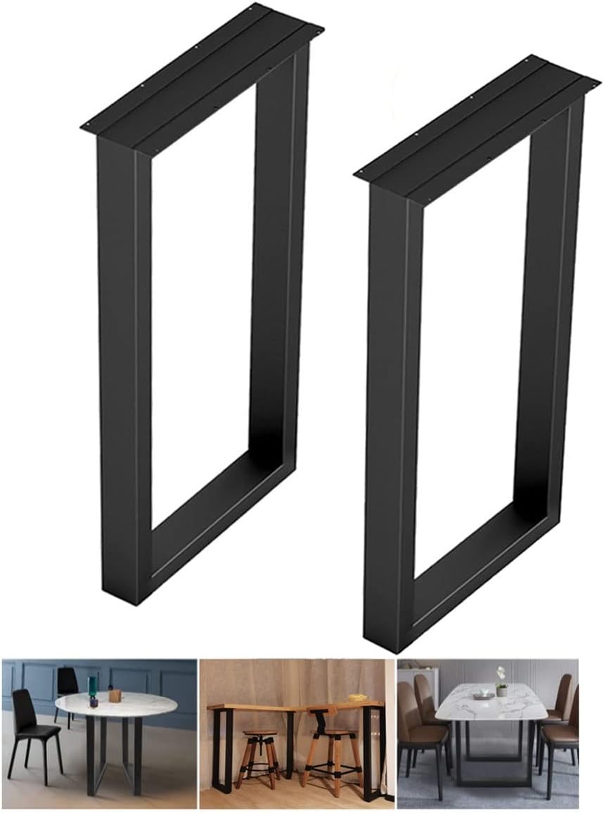 Black Table Legs High 40”H 28”H Steel Dining Desk Legs Heavy Duty Furniture Bases for Kitchen,Office Table, Industrial Square Tube Iron(24" W x 40" H)