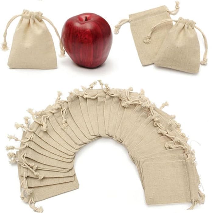 Image of DEERA Jute Drawstring Gift Bag - Beige - 16x20cm - Eco-Friendly Reusable Pouch - Pack of 10