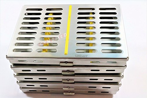 Set of 5 German Dental Autoclave Sterilization Cassettes Rack Box for 10 Instrument-CYNAMED Branded