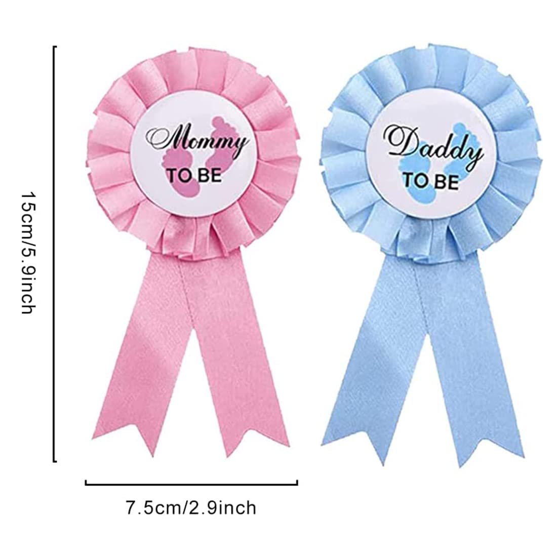Baby Shower Dekoration Set – 4-teilig Mit „Mummy/Daddy To Be“ Schärpen & Ansteckern | Rosa, Blau, Weiß