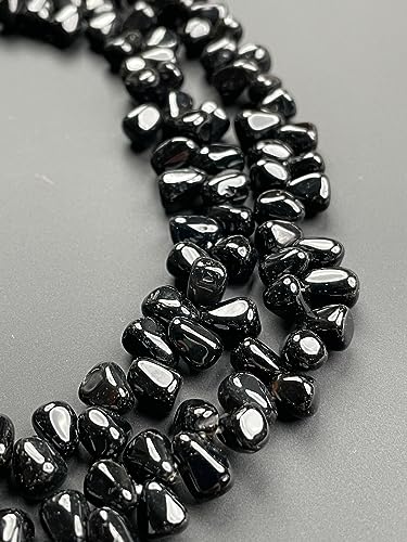 Perles onyx noir naturel en forme de larme pour création bijoux
