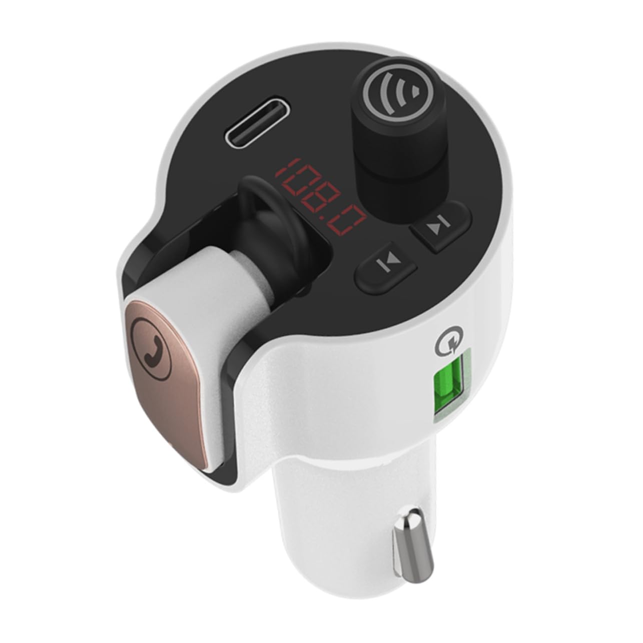 NUOBESTY 1pezzi Auricolare Multifunzione Wireless per Auto Adattatore Microfono Integrato per Chiamate in Vivavoce Uscita Aux e Caricabatterie USB