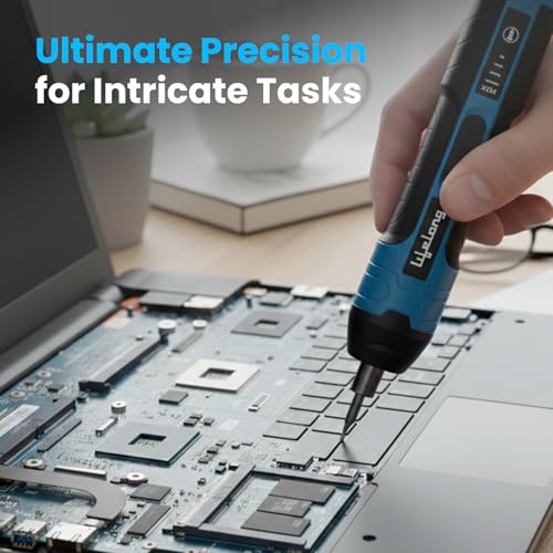 Image of Lifelong 105 Pcs Electric Cordless Screwdriver Kit | Precision Mini Screwdriver | Forward-Reverse Function | Mobile & Laptop Repair Kit | Adjustable Torque | 1600mAh Battery | CR-V Bits | USB-C Cable