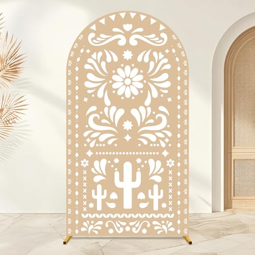 Babenest 7.2FT Standy Mexican Fiesta Arch Backdrop Cover for Cactus Decor