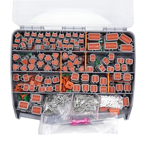 706 Pcs for Deutsch DT Connector Kit Gray 2 3 4 6 8 12 Pin for DT Connectors with Solid Contacts Pick Removal Tool Size 16 Stamped Contacts for Deutsch Pin Kit