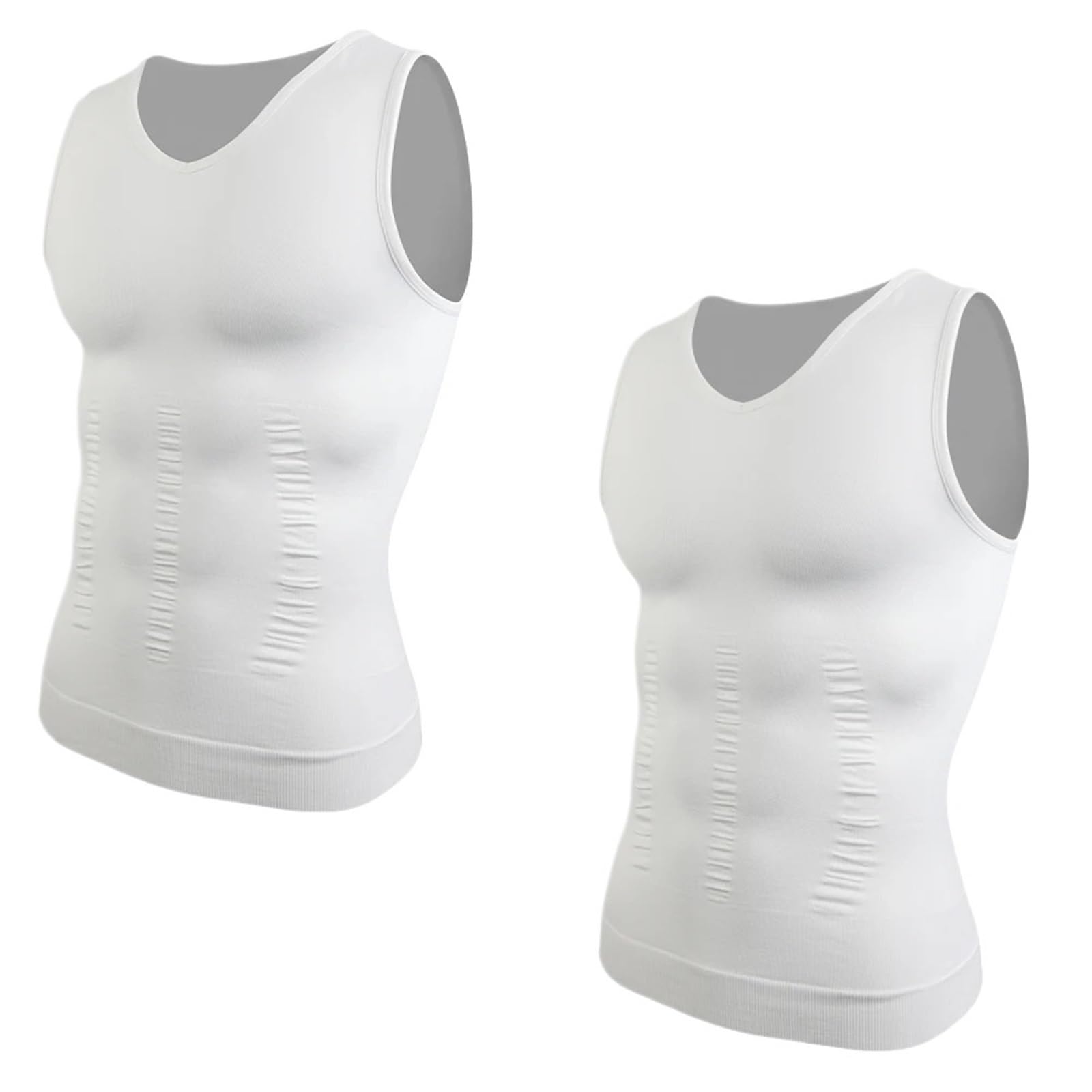 Shapewear pour Homme Lot de 2 débardeurs Compression for Homme, col en V, Gaine Amincissante, Ventre Plat