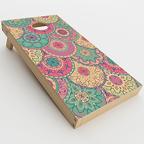 Skin Decals Vinyl Wrap for Cornhole Game Board Bag Toss (2xpcs.) / Circle Mandala Design Pattern