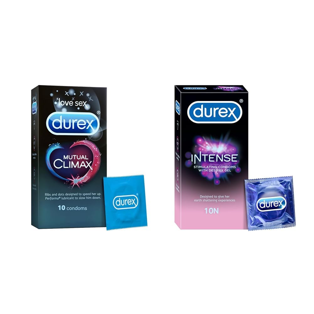 Durex Mutual Climax Condoms for Men & Women - 10 Count |Extra Dotted and Ribbed for Pleasure | Performa Lubricant for Long Lasting Climax Delay|Suitable for use with lubes & toys & Intense Condoms-image-17