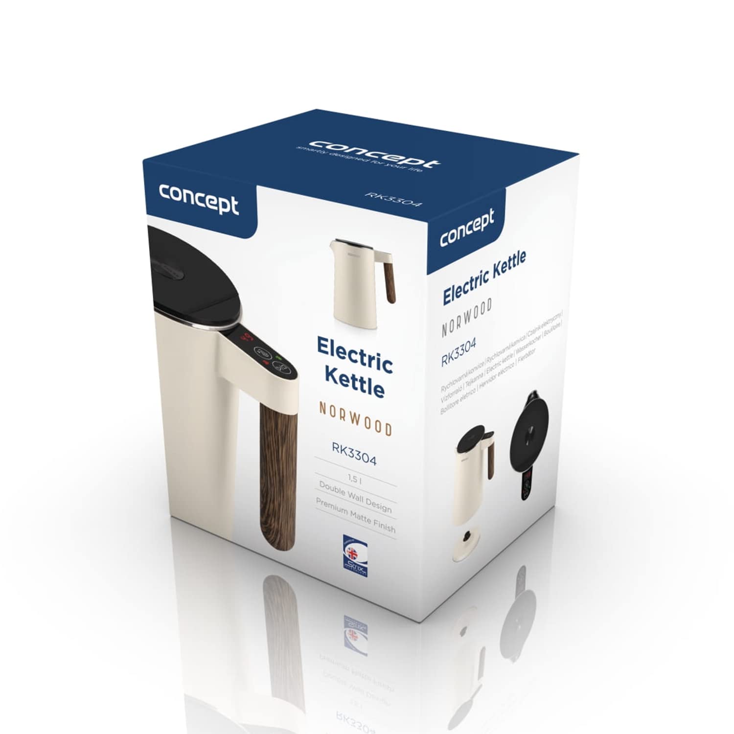 Concept Norwood Bouilloire en acier inoxydable avec réglage de la température 45/60/70/85/90/95/100 °C Fonction Keep Warm 1,5 l 1850-2200 W (vanille)