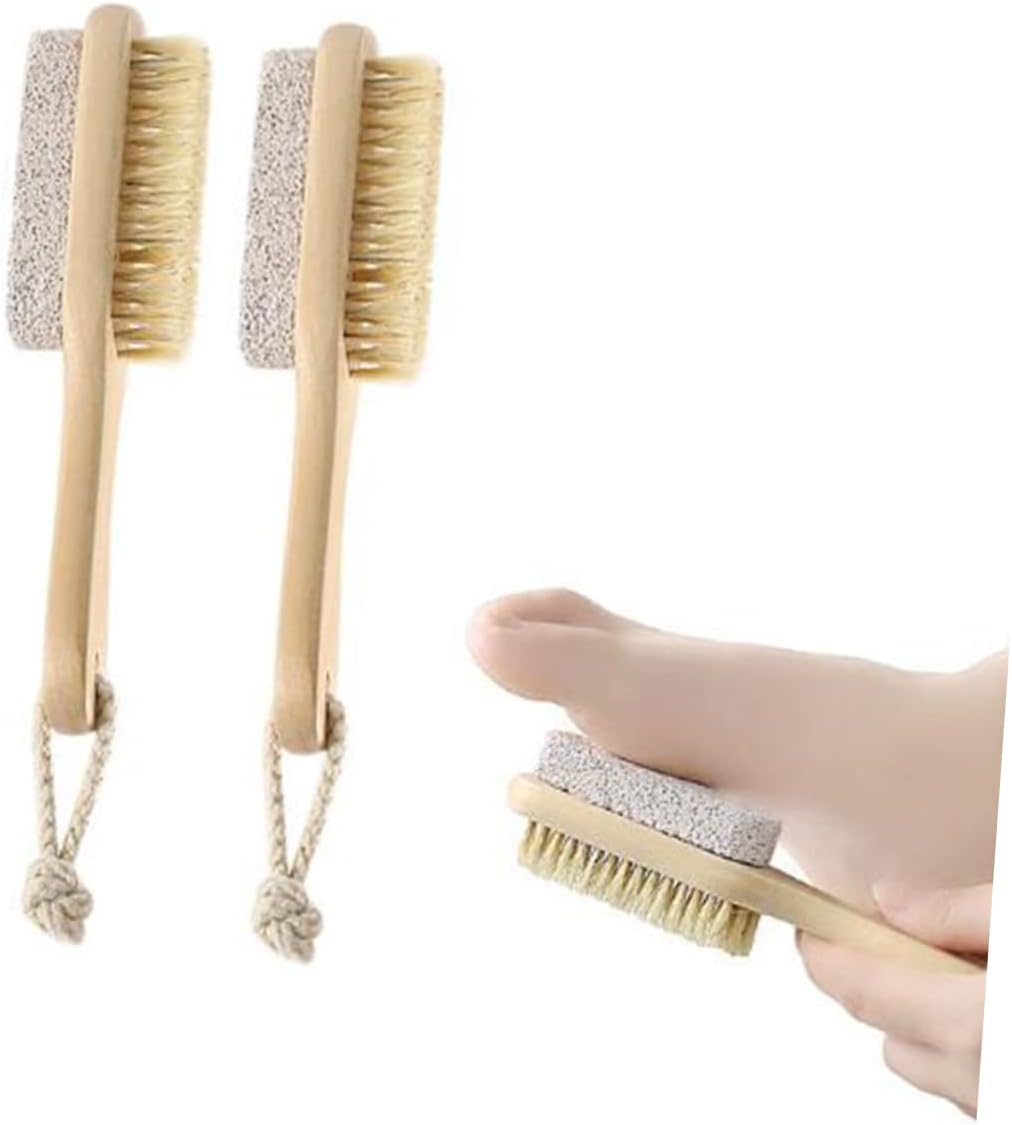 Double Sided Foot File Pumice Stone Remover Pig Bristle Brush Scraper Pedicure Tool