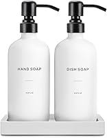 Vista 14 de Juego de dispensador de jabón ámbar Prus Waso, dispensador de jabón para fregadero de cocina con bomba de acero inoxidable negro, perfecto