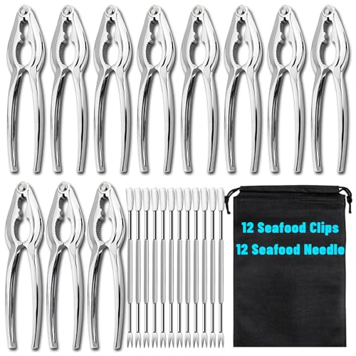 24 Pcs Crab Crackers and Tools, Heavy Duty Nut Crackers Seafood Tools for Crab Legs - Crab Nut Lobster Crackers Opener Cracker Tools for Kitchen Kits, Nut Cracker Set