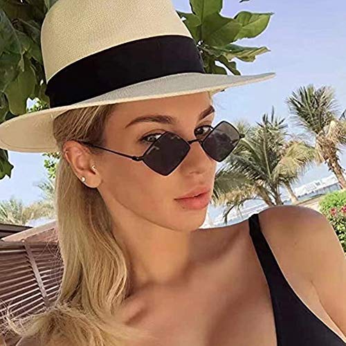 Image of ENTHYI Diamond Shape SunGlasses for Men /Women Metal Quadrilateral Frame Shades Film Sun glasses UV Protection