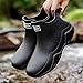SPKFHD Men's fashionable rain boots - round toe, flat bottom, short boot shaft, PVC upper. Comfortable and lightweight. Suitable for daily use and rainy days. (BLACK,11)