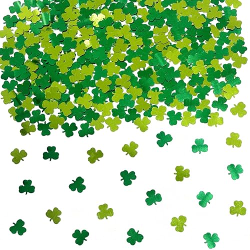 Shamrock Confetti St.Patricks Day Lucky Clover Shamrock Shape Glitter Metallic Foil Table Scatters Confetti for Irish Decorations St.Patricks Day Confetti Party Sets