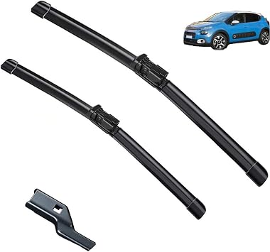 شفرات ممسحة أمامية لممسحة السيارة متوافقة مع فرش مطر السيارة ذات الزجاج الأمامي Citroen C3 MK3 2016-2023 مقاس 26"+16" للقيادة باليد اليسرى
