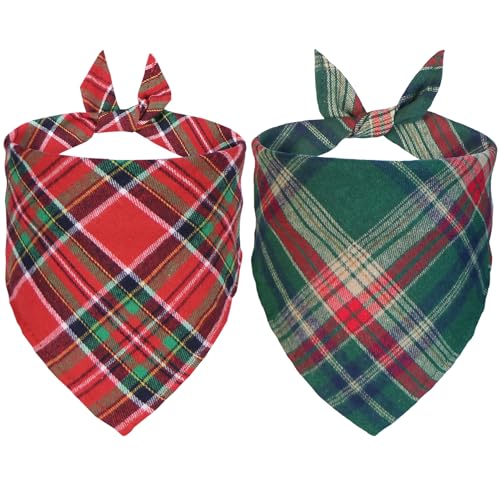 STMK 2 Pack Multi Size Dog Bandanas, Premium Cotton Fabric