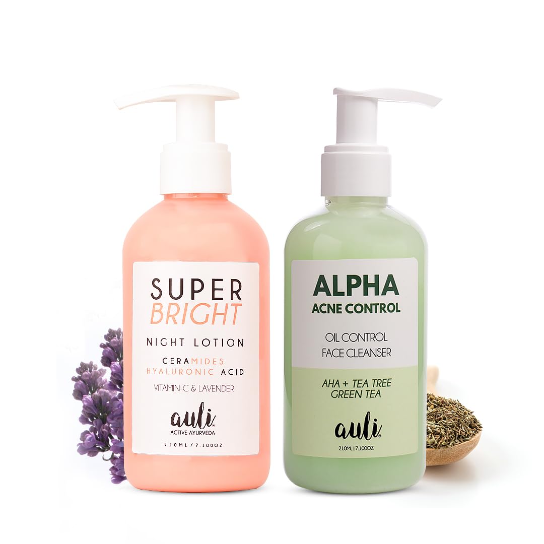 Auli Soft Skin Combo | Skincare Gift set for Women and Men | Night Lotion and Cleanser | Actives and Ayurvedic Ingredients | Cruelty free | Bright and Rejuvenated Skin